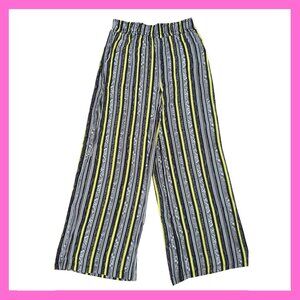 New Look Palazzo Pants Wide Leg Striped Stripes Black Grey White Yellow Summer